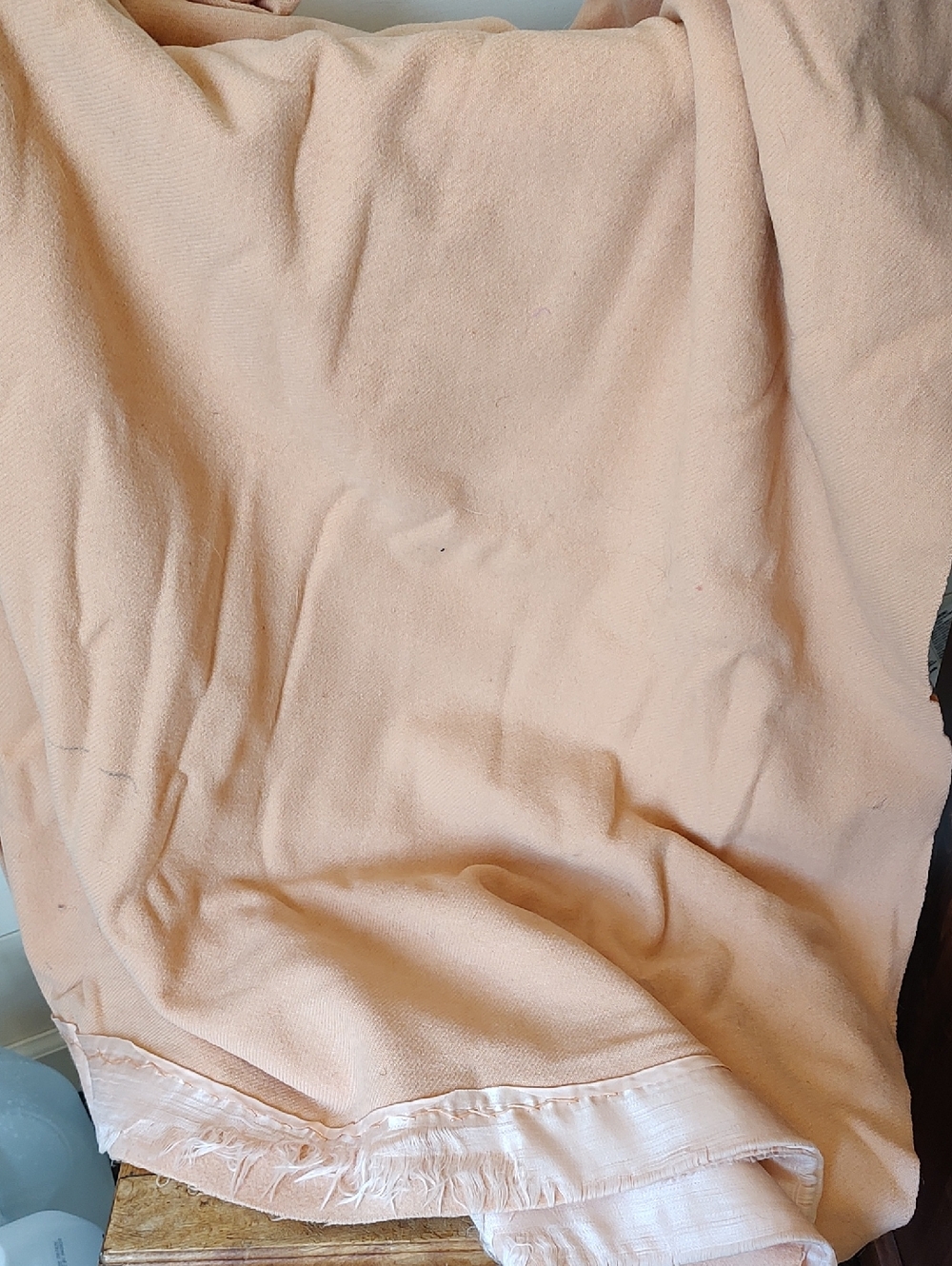 Dark Peach Twin Wool Blanket. Stains! Great For Up cycling & Crafts